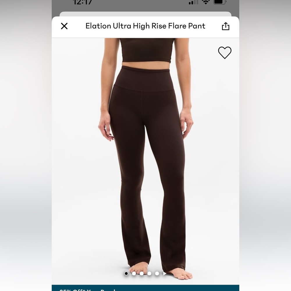 NWOT Athleta Elation Ultra High Rise Mini Flare Pant, Truffle, size XS petite